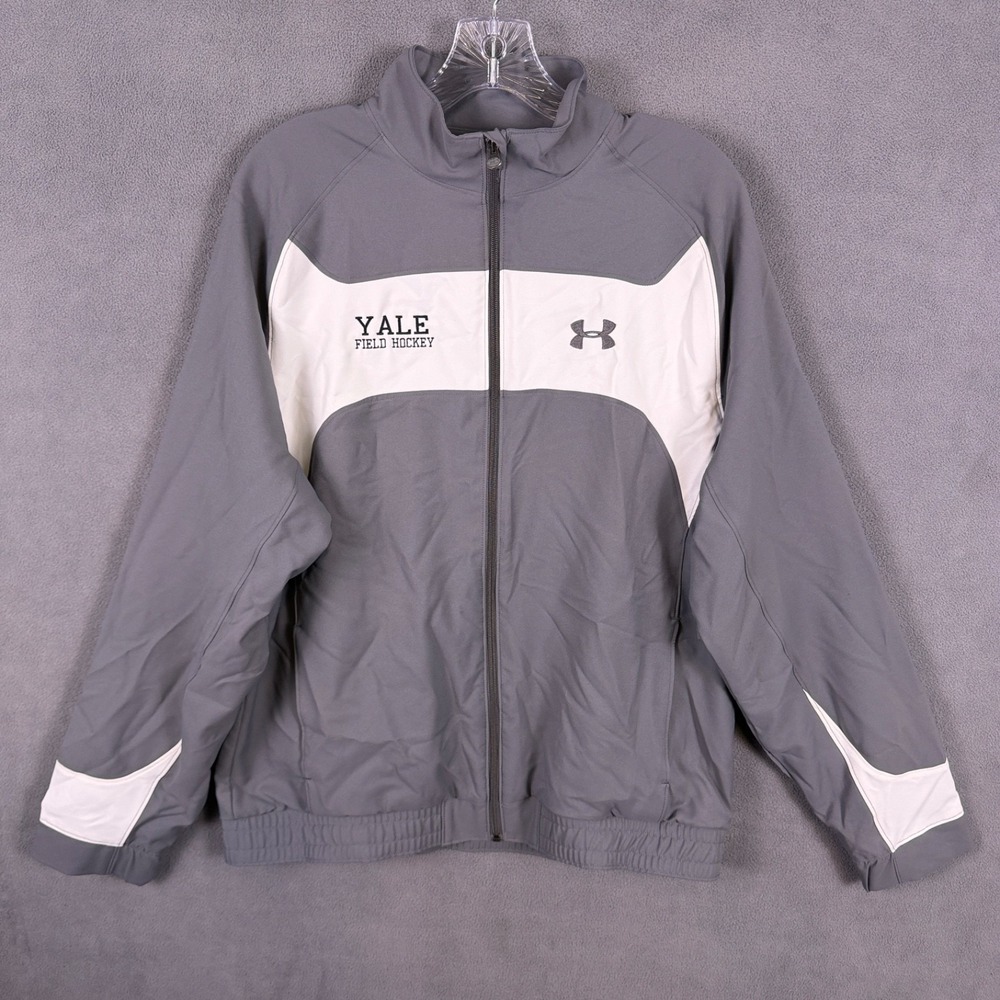 Under‎ Armour Yale Field Hockey Jacket L Full Zip Mock Neck Grey Bulldogs